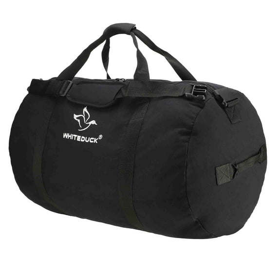 White Duck Outdoors Filios Canvas Duffel Bag – Waterproof, Heavy Duty Military-Style Travel & Gear Bag (21" x 12", Black, 79L)