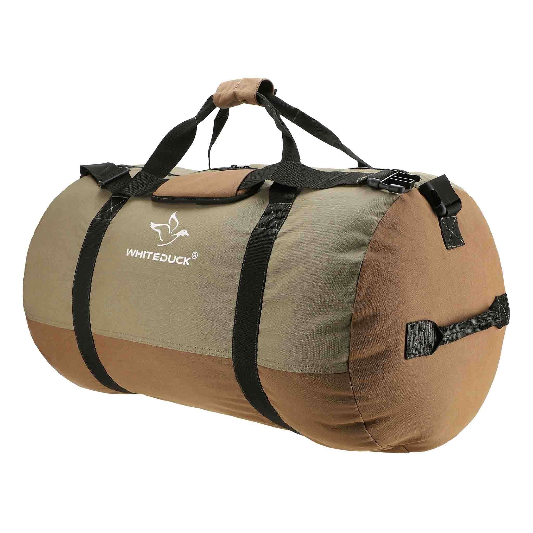WHITEDUCK FILIOS Canvas Duffle Bag Waterproof 48"x20" (Brown & Olive) Travel/Sports/Weekender Bag