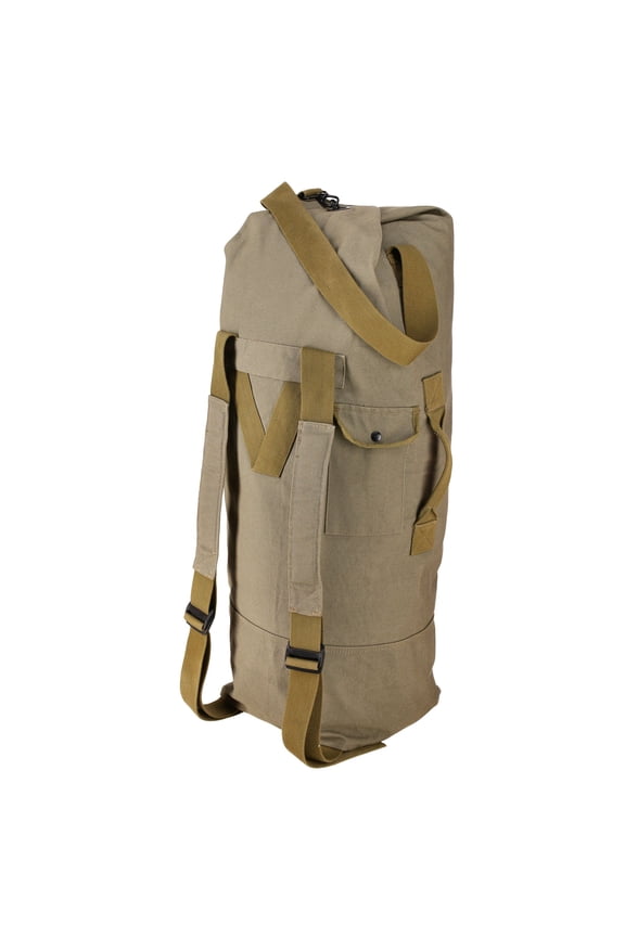 G.I Top Load Military Rucksack Style Double Strap Duffel Bag Heavy Duty and Water Resistant- Gym, Sports, Travel, Hiking, Backpacking (Olive, Standard 21" x 37")