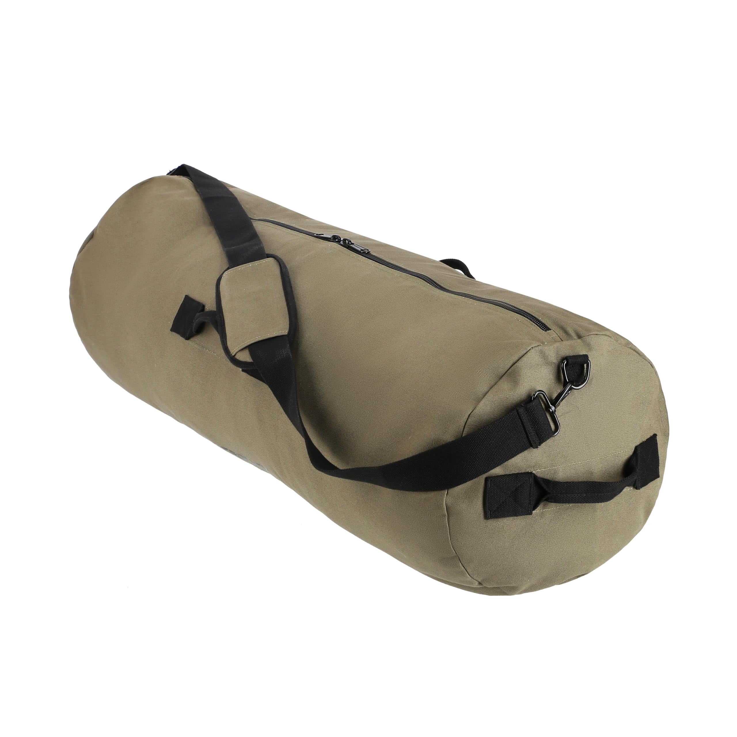 HOPLITE Heavy Duty Military Canvas Duffel Bag, Military & Army Cargo Style, All Purpose Tactical Outdoor Bag Duffle bag with Side Zipper For Outdoors, Travel, & Storage (Olive, Medium 25" x 42")