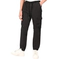 thumbnail image 1 of WHITEDUCK Mens Jogger Pants - Hiking Cargo Pants with Pockets Cotton Fashion Sports Sweatpants Trousers (Black- with Cargo Pockets, Large), 1 of 6