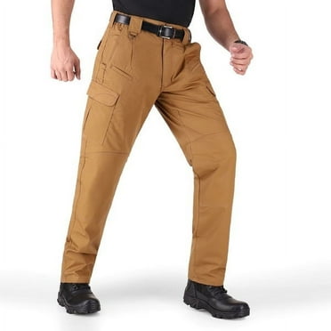 WHITEDUCK Men's Work Cargo Pants - Ripstop Water Repellent w/13 Pockets Outdoor Pant | Brown W34 L36