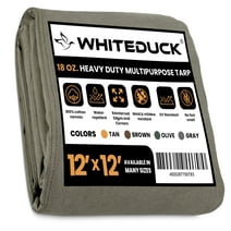 WHITEDUCK Olive 12'x12' 100% Canvas Tarp and Cover Waterproof Heavy Duty 18 oz w/Rustproof Grommets
