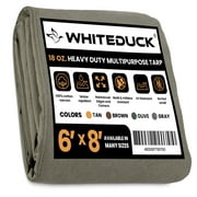WHITEDUCK Olive 6'x8' 100% Canvas Tarp and Cover Waterproof Heavy Duty 18 oz w/Rustproof Grommets