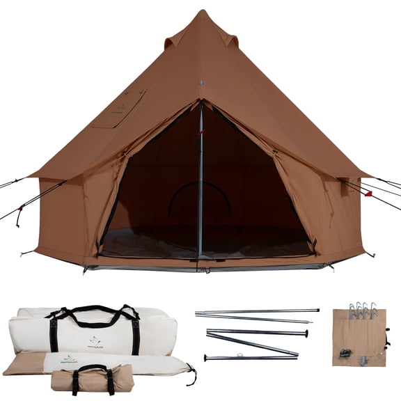 WHITEDUCK Regatta Canvas Bell Tent - w/StoveJack, Waterproof, 4 Season Luxury Camping and Glamping Yurt Tent Outdoor (10' (3M), Water Repellent, Desert Red)