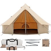 WHITEDUCK Regatta Canvas Bell Tent - w/StoveJack, Waterproof, 4 Season Luxury Camping and Glamping Yurt Tent Outdoor (10' (3M), Water Repellent, Sandstone Beige