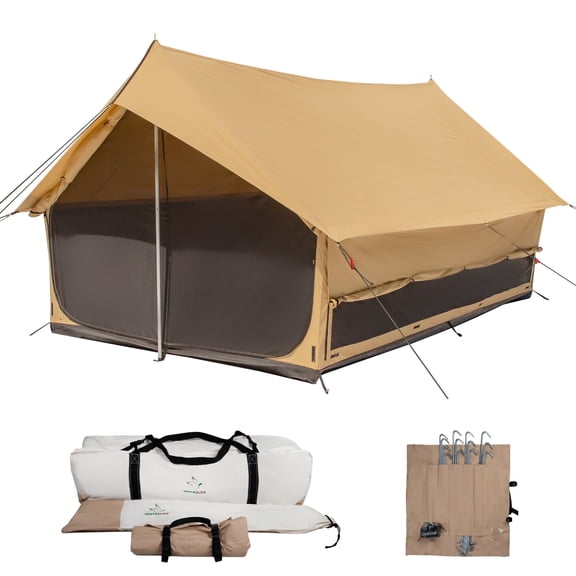 White Duck Outdoors Rover Canvas Scout Tent with Stove Jack, Waterproof Camping Yurt - 8'x9' (Sandstone Beige), Maximum Occupancy 3 People