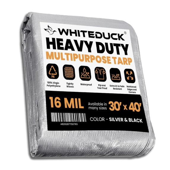 Poly Edge WHITEDUCK 30' x 40' Weather & Water Proof Heavy Duty Tarp - 16 Mil ...