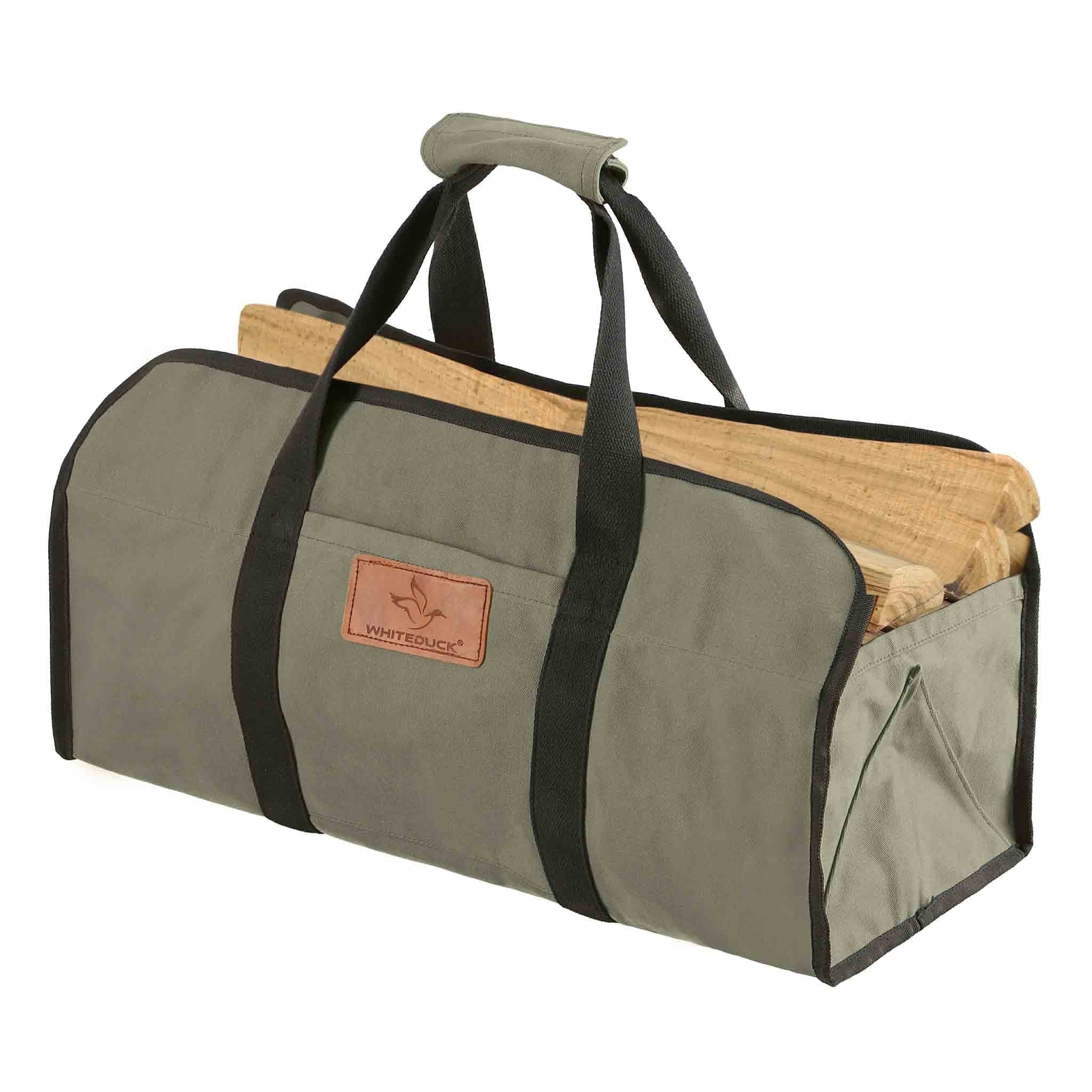 Large Foldable Firewood Basket, Olive Green, 60L, 30-40kg Capacity