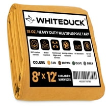WHITEDUCK Tan 8'x12' 100% Canvas Tarp and Cover Waterproof Heavy Duty 18 oz w/Rustproof Grommets