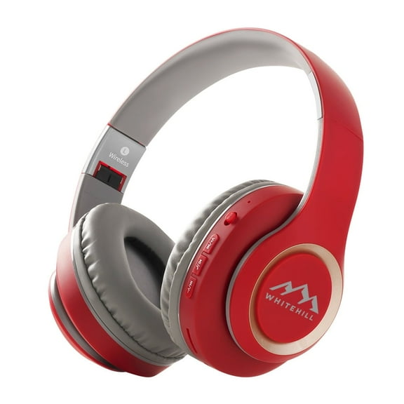 WHITEHILL Bluetooth Headphones Over Ear,Hybrid Active Noise Cancelling Headphones, Wireless Headphones with Microphone,HiFi Stereo Foldable Lightweight Wireless Headset Gray Red