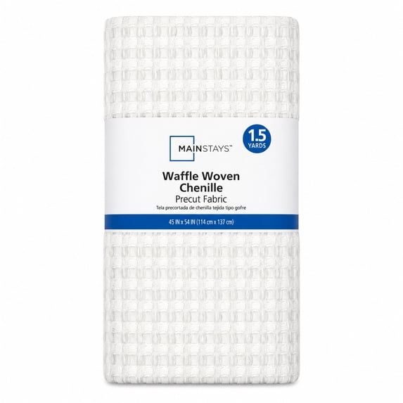 Mainstays 1.5 Yard 100% Polyester Waffle Woven Chenille, White, 54" Wide for Quilting & Sewing