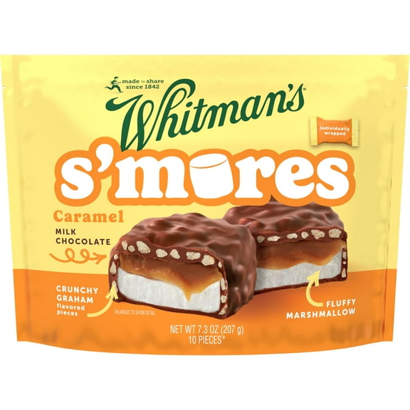 WHITMAN'S S'Mores Caramel Milk Chocolate Candy, BSL1Bag 7.3. oz (10 pieces)
