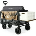 thumbnail image 1 of WHITSUNDAY Collapsible Double Decker Wagon with Tailgate, Heavy Duty Foldable Wagon with All-Terrain Big Wheels, Beach Wagon for Camping, Sports, Shopping, Garden Brown, 1 of 6