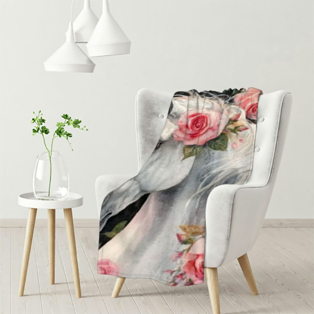 Horse Lover Throw Blanket - Super Soft Flannel 80x60 Inch, "Just A Girl Who Loves Horses" Gift For Her