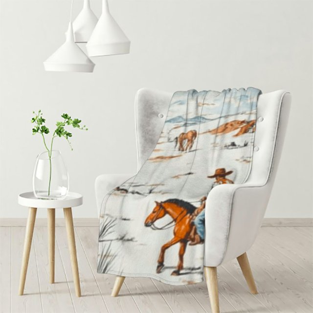 WHKANG Western Cowboy Blanket, Wild West Cowboy Ride Horse Desert