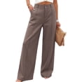 thumbnail image 1 of WHLBF Pants for Women Fashion Detail Wide Leg Jeans Vintage Pocket Low Loose Denim Long Pants Coffee S, 1 of 7