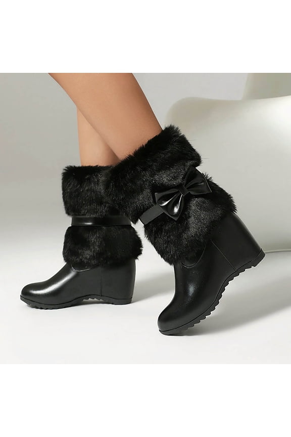 Shoes for Women Casual High-Heeled Trendy Cool Winter Height Cute Bow Short Tube Super Heel Short Boots Size 9.5