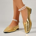 thumbnail image 1 of WHLBF Shoes for Women Casual Plus Size Loafers Solid Color Pearl Chain Buckle Toe Closed Heel Flat Soft Sole Shoes Size 5.5, 1 of 9