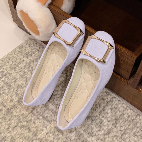 WHLBF Shoes for Women Flat-Bottomed Multi-Colored Casual Candy-Colored Work Shoes Color Toe Buckle Cloth Shoes Size 5.5