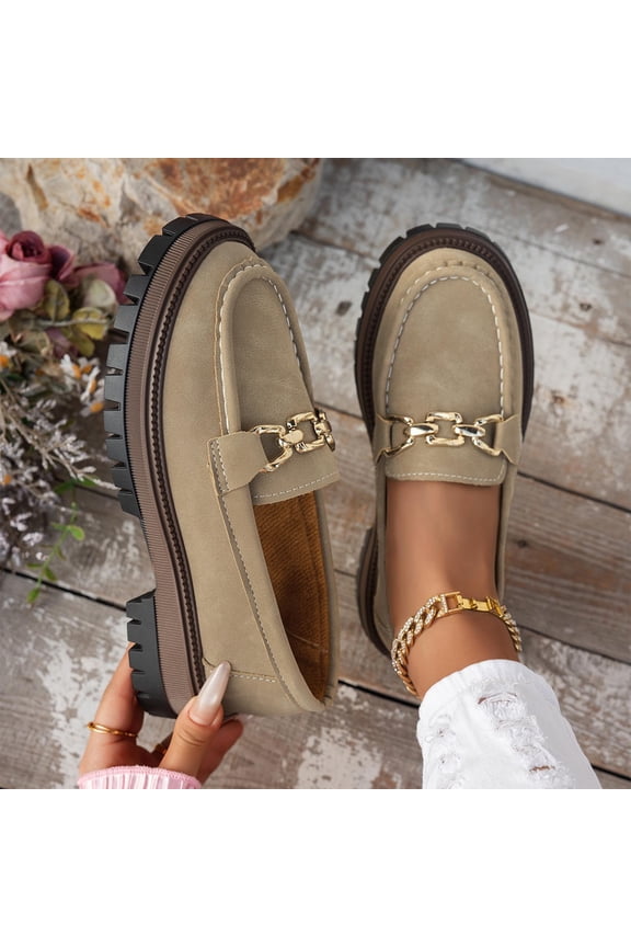 Shoes for Women Round Head Casual Frosted Thick Heel Thick Bottom Mid Heel Shoes Loafers Size 9