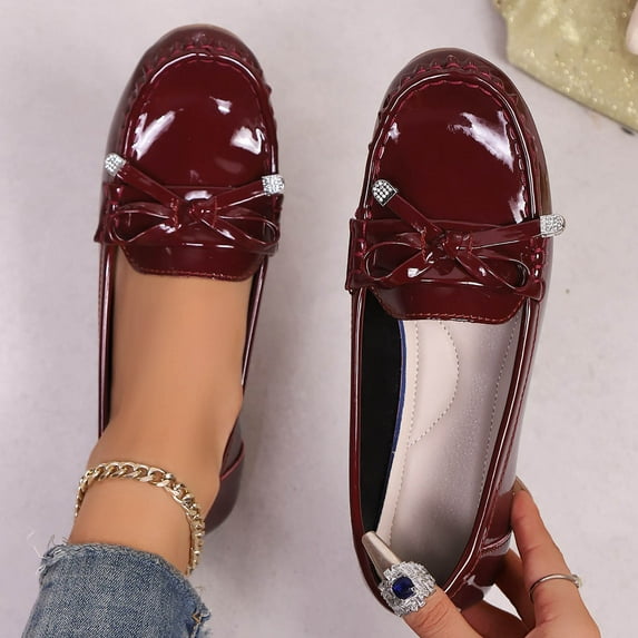 WHLBF Shoes for Women Slip-on Casual Solid Color Shallow Mouth Flat Heel Shoes Plus Size Shoes Size 8.5