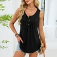 thumbnail image 1 of WHLBF Tank Tops for Women Sleeveless Button Casual Solid Color Round-Neck Summer Camisole Black L, 1 of 9