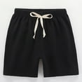 thumbnail image 1 of WHLBF Toddler Kids Baby Boy Girls Fashion Cute Solid Color Linen Pants Sports Casual Shorts Black 3-4Years, 1 of 4