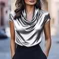 thumbnail image 1 of WHLBF Tops for Women Short Sleeve Summer Elegant Crew Neck Casual T-Shirt Gray L, 1 of 7