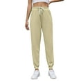 thumbnail image 1 of WHLBF UTTOASFAY Womens Pants Elastic Waist Drawstring Solid Color Casual Pants Drawstring Elastic Sweatpants Khaki XL, 1 of 3