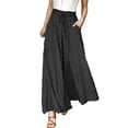 thumbnail image 1 of WHLBF UTTOASFAY Womens Pants Elastic Waist Pocket Drawstring Bohemian Polka Dots Wide Leg Full Length Pants Black S, 1 of 6