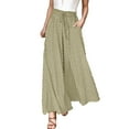 thumbnail image 1 of WHLBF UTTOASFAY Womens Pants Elastic Waist Pocket Drawstring Bohemian Polka Dots Wide Leg Full Length Pants Yellow S, 1 of 6