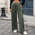 thumbnail image 1 of WHLBF UTTOASFAY Womens Pants High Waist Drawstring Elastic Waist Pocket Sweatpants Loose Solid Color Casual Pants Army Green S, 1 of 6