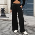 thumbnail image 1 of WHLBF UTTOASFAY Womens Pants High Waist Drawstring Elastic Waist Pocket Sweatpants Loose Solid Color Casual Pants Black L, 1 of 6