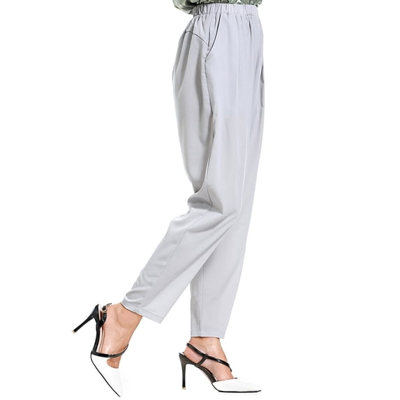 WHLBF UTTOASFAY Womens Pants High Waist Harem Pants Casual Baggy Cargo Pants with Pockets Loose Fit Tapered Lounge Pants Gray XL