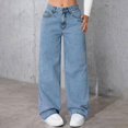 thumbnail image 1 of WHLBF UTTOASFAY Womens Pants High Waist Straight Leg Wide Leg Pants Jeans Blue M, 1 of 7