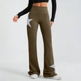 thumbnail image 1 of WHLBF UTTOASFAY Womens Pants High Waisted Workout Out Pocket Leggings Slightly Flared Pants Sports Running Yoga Pants Brown L, 1 of 9