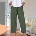 thumbnail image 1 of WHLBF UTTOASFAY Womens Pants Straight Leg Solid Color Lace-Up Linen Casual Pants Army Green S, 1 of 7