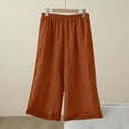 thumbnail image 1 of WHLBF UTTOASFAY Womens Pants Wide Leg Solid Color Straight Stretch Denim Pants Dance Trousers Orange L, 1 of 3