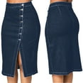 thumbnail image 1 of WHLBF Women's Clearance Fashion Denim Pencil Skirt High Waisted Blow Knee Blue Jeans Skirts Blue 2(XS), 1 of 6
