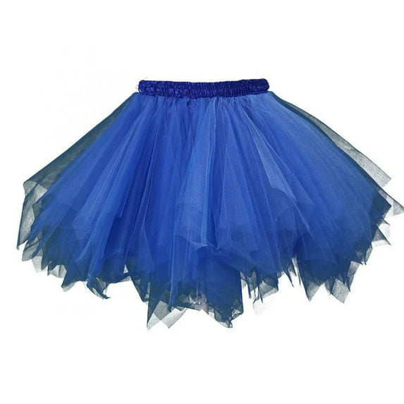 WHLBF Women's Large Size Retro Slip High Quality Bubble Yarn Ballet Skirt Dance Half Skirt Navy M(M)