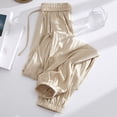thumbnail image 1 of WHLBF Women's Pants Plus Size Solid Color High Waist Casual Elastic Waist Drawstring Jogger Pants Khaki XXXXXL, 1 of 5