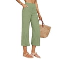 thumbnail image 1 of WHLBF Women's Pants Spring Summer High Waisted Casual Solid Color with Pockets Cropped Trousers Green XXL, 1 of 7