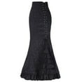 thumbnail image 1 of WHLBF Womens Plus Size Skirt Punk Style Retro Mermaid Vintage Long Ruffle Slim Fit Fishtail Skirt Black 14(XXXL), 1 of 5