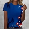thumbnail image 1 of WHLBF Womens Tops Rugby Printed Short Sleeved Round Neck Casual T-shirt Blue L, 1 of 5