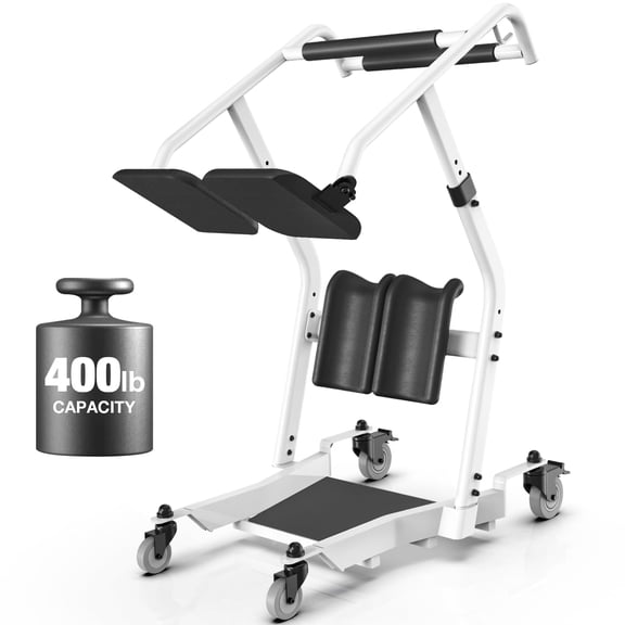 WHLICKS Sit to Stand Patient Lift, Foldable Transfer Chair with Wheels, One-Step Stand Assist for Elderly & Disabled, Black