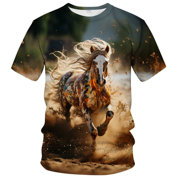 WHNBCW Funny Horse T Shirt Novelty Animal Graphic Theme Tee Shirt Short Sleeve Casual Wear