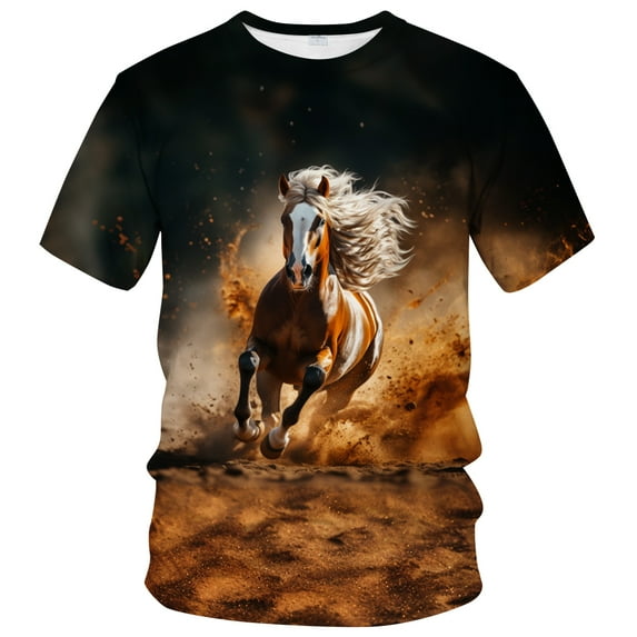 WHNBCW Funny Horse T Shirt Novelty Animal Graphic Theme Tee Shirt Short Sleeve Casual Wear