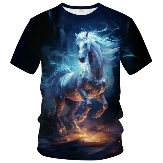 WHNBCW Funny Horse T Shirt Novelty Animal Graphic Theme Tee Shirt Short Sleeve Casual Wear