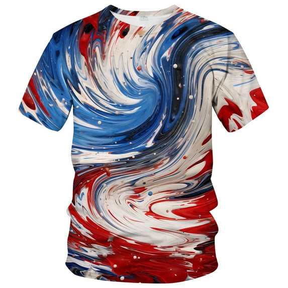 WHNBCW Funny Tie Dye T-Shirt American Flag Style Graphic Tee Shirt